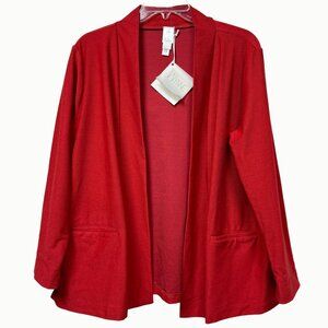 Wynne Layers Womens Red Open Front Cardigan Sweater Size M NWT